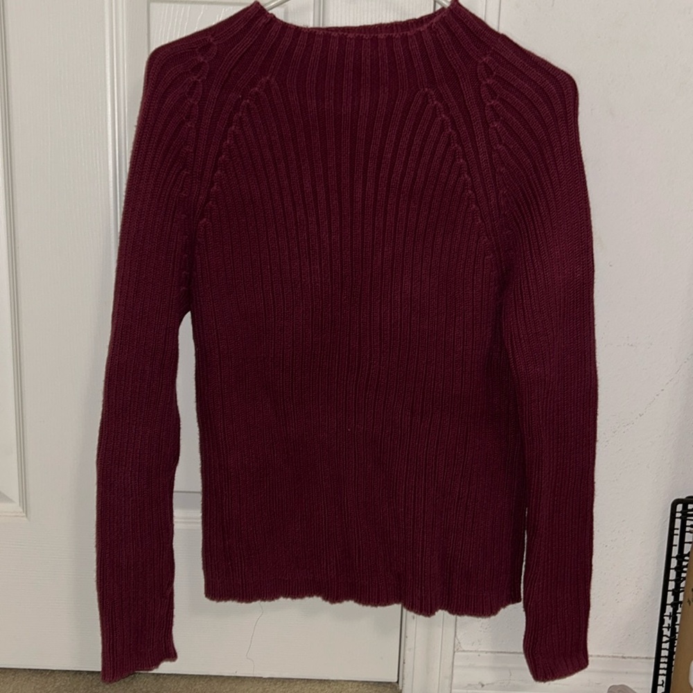 Maroon mock neck 90s style sweater